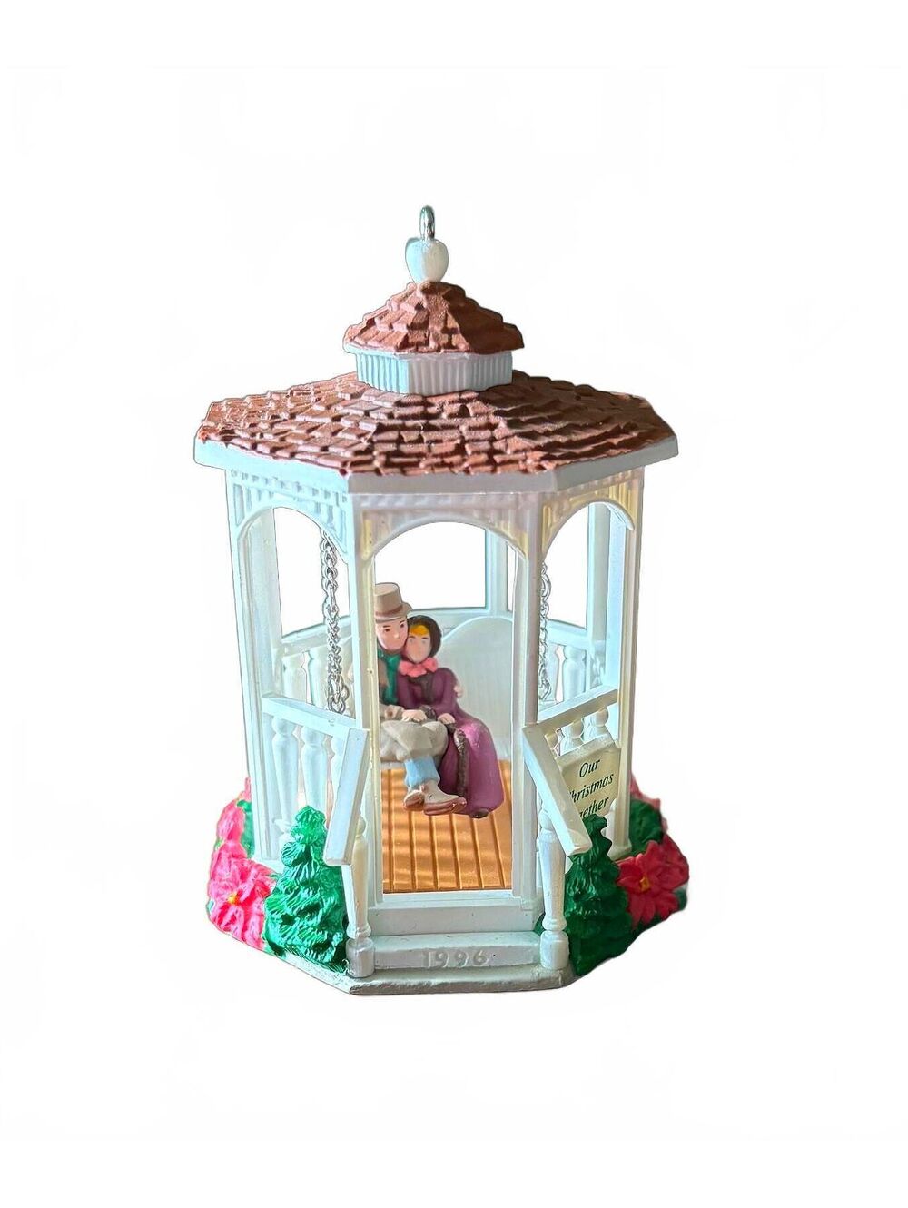 1996 Hallmark Our Christmas Together Gazebo Ornament Swing Couple QX5794